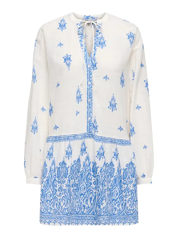 ONLY ONLY Haljina 'ONLALMA L/S SHORT DRESS WVN NOO'  plava / prljavo bijela