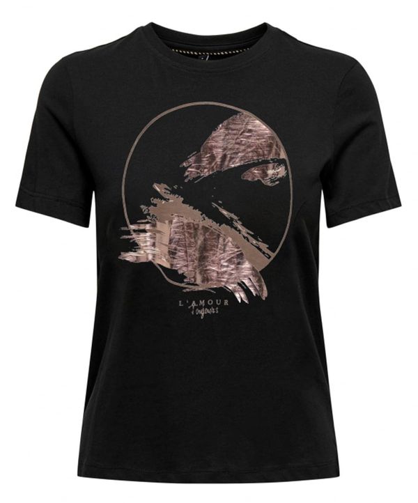 ONLY ONLY Majica 'KITA'  prljavo roza / crna