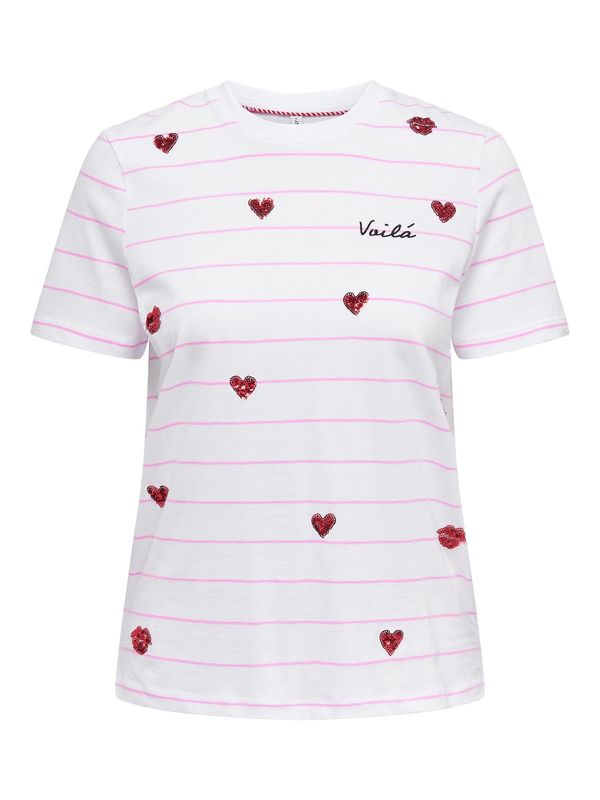 ONLY ONLY Majica 'KITA'  roza / crvena / crna / bijela