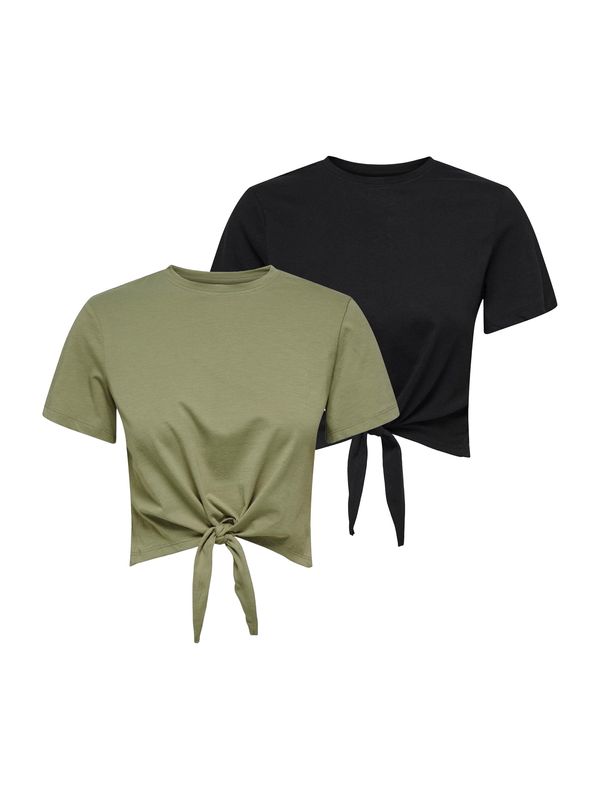 ONLY ONLY Majica 'MAY'  kaki / crna