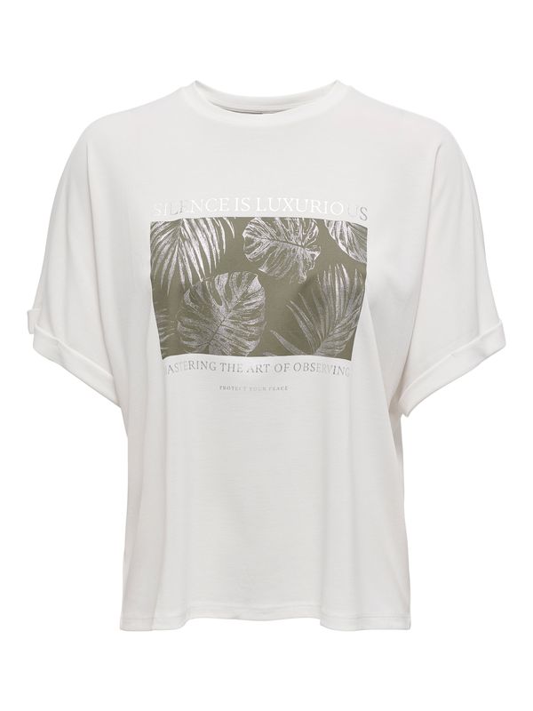 ONLY ONLY Majica 'ONLFREE'  maslinasta / srebro / bijela