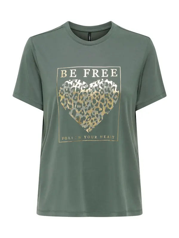 ONLY ONLY Majica 'ONLFREE'  zlatna / kraljevski zelena / bijela