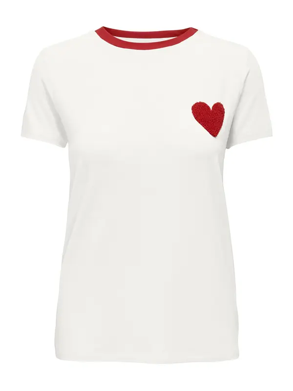ONLY ONLY Majica 'ONLHEART'  tamno crvena / bijela