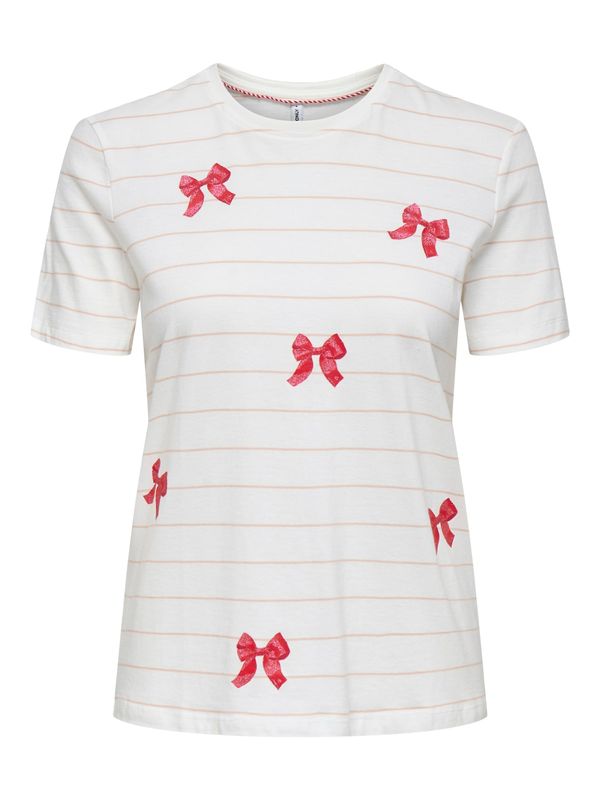 ONLY ONLY Majica 'ONLKIRA'  prljavo roza / crvena / bijela