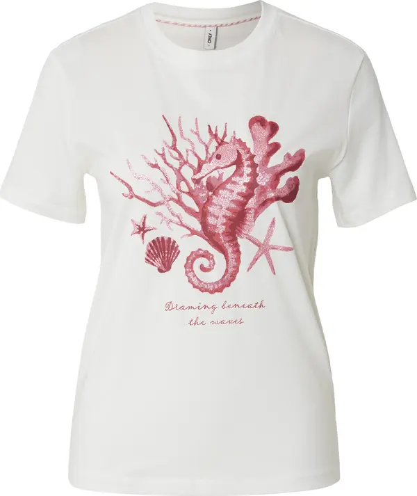 ONLY ONLY Majica 'ONLKITA'  ružičasta / rosé / srebro / prljavo bijela