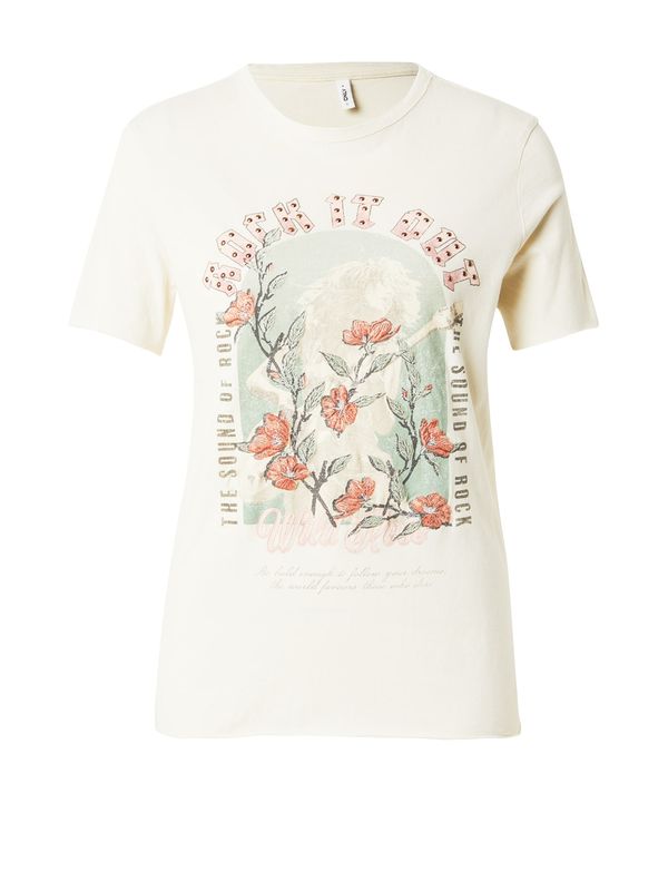 ONLY ONLY Majica 'ONLLUCY'  bež / zelena / narančasta / roza