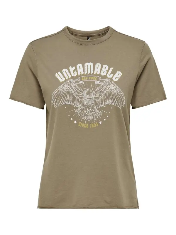 ONLY ONLY Majica 'ONLLucy'  čokolada / narančasto žuta / prljavo bijela