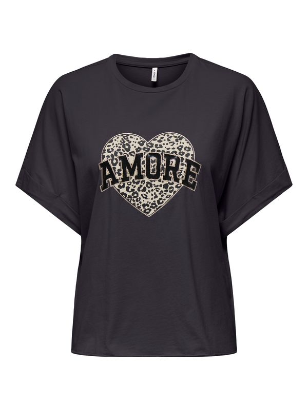 ONLY ONLY Majica 'ONLLucy'  sivkasto bež / zlatna / crna