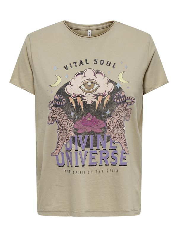 ONLY ONLY Majica 'ONLLUCY'  tamno bež / ljubičasta / magenta / crna