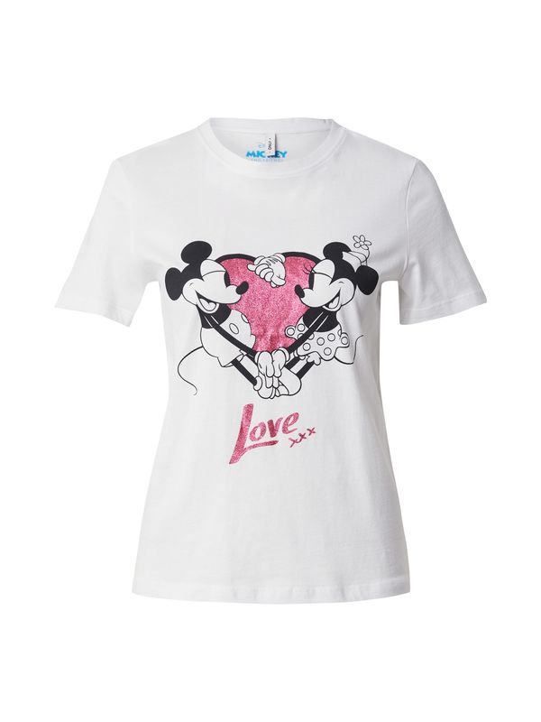 ONLY ONLY Majica 'ONLMICKEY'  roza / crna / bijela