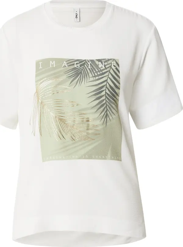 ONLY ONLY Majica 'ONLNEWFLORA'  zlatna / kraljevski zelena / svijetlozelena / bijela