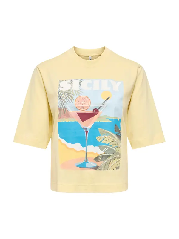 ONLY ONLY Majica 'ONLVEGA'  azur / svijetloplava / svijetložuta / pastelno narančasta