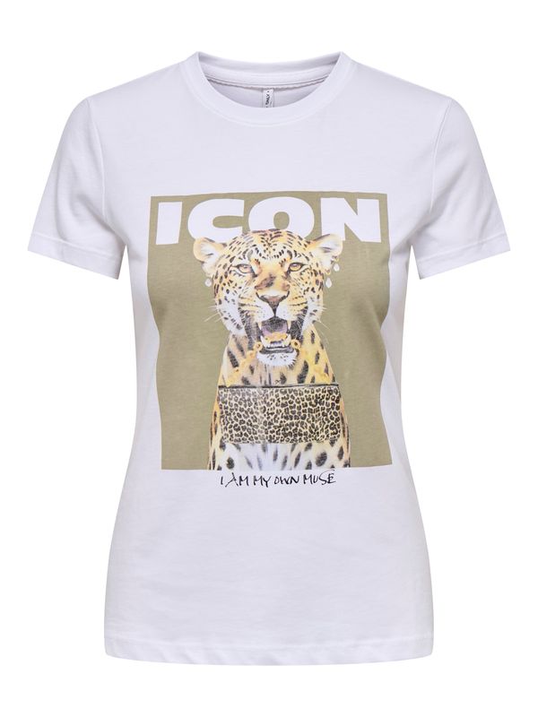 ONLY ONLY Majica 'ONLVIBE'  tamno bež / šafran / crna / bijela