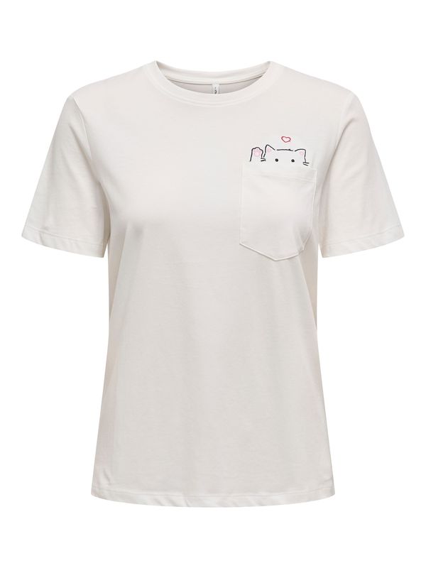 ONLY ONLY Majica  roza / crvena / crna / vuneno bijela