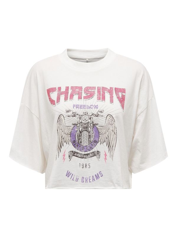 ONLY ONLY Majica  svijetloljubičasta / roza / crna / bijela