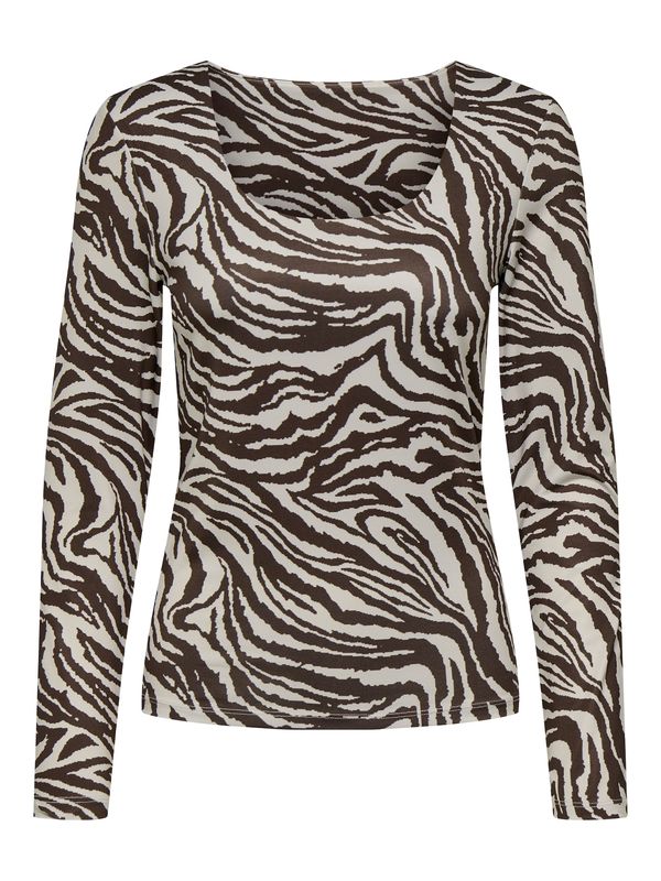 ONLY ONLY Majica  tamno smeđa / prljavo bijela