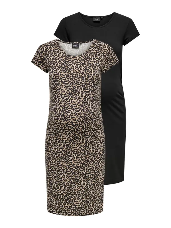 Only Maternity Only Maternity Haljina 'OLMLovely'  bež / boja devine dlake (camel) / ecru/prljavo bijela / crna