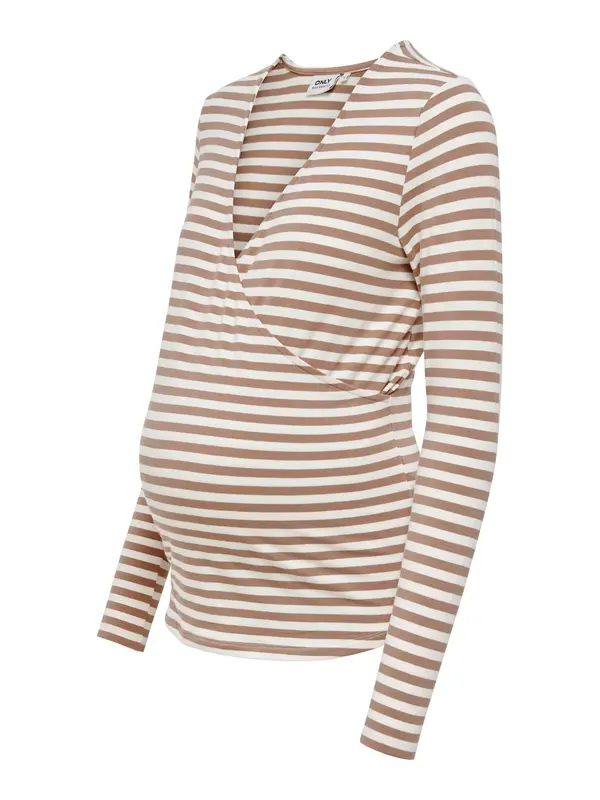 Only Maternity Only Maternity Majica 'Joy'  smeđa / bijela