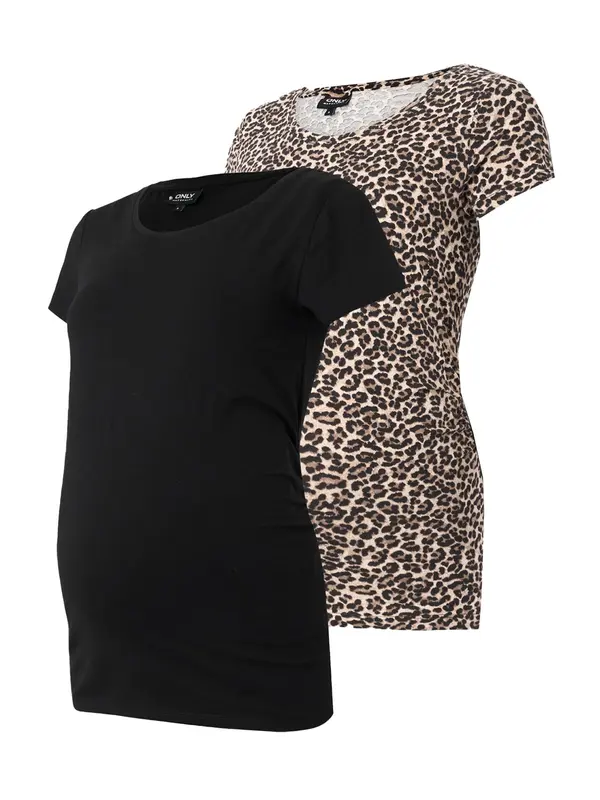 Only Maternity Only Maternity Majica 'OLMLovely'  svijetlobež / smeđa / svijetlosiva / crna