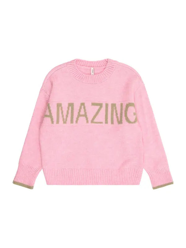 Only Mini Only Mini Pulover 'KMGAMOUR'  sivkasto zelena / roza