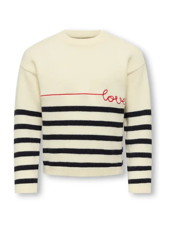 Only Mini Only Mini Pulover 'KMGKATIA'  boja pijeska / tamno crvena / crna
