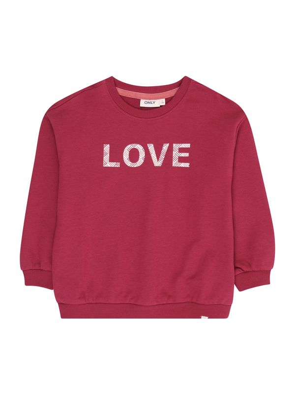 Only Mini Only Mini Sweater majica 'KMGGEORGIA'  ljubičasto crvena / bijela