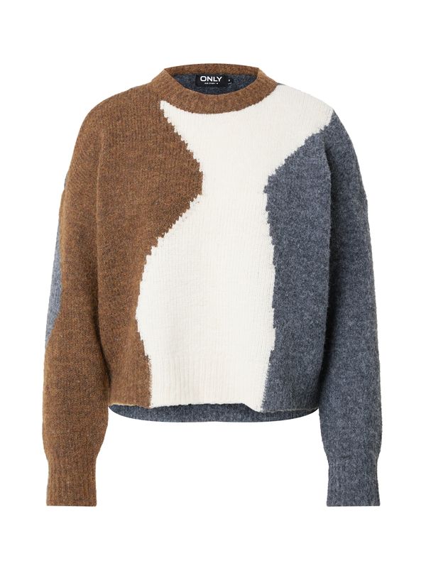 ONLY ONLY Pulover 'ONLIGLO'  sivkasto plava / zeleno smeđa / bijela
