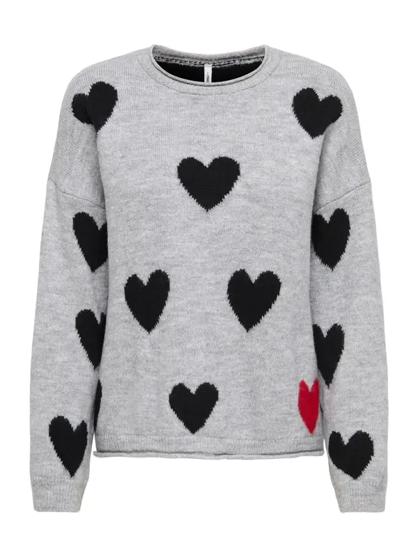 ONLY ONLY Pulover 'ONLJADE'  svijetlosiva / crvena / crna