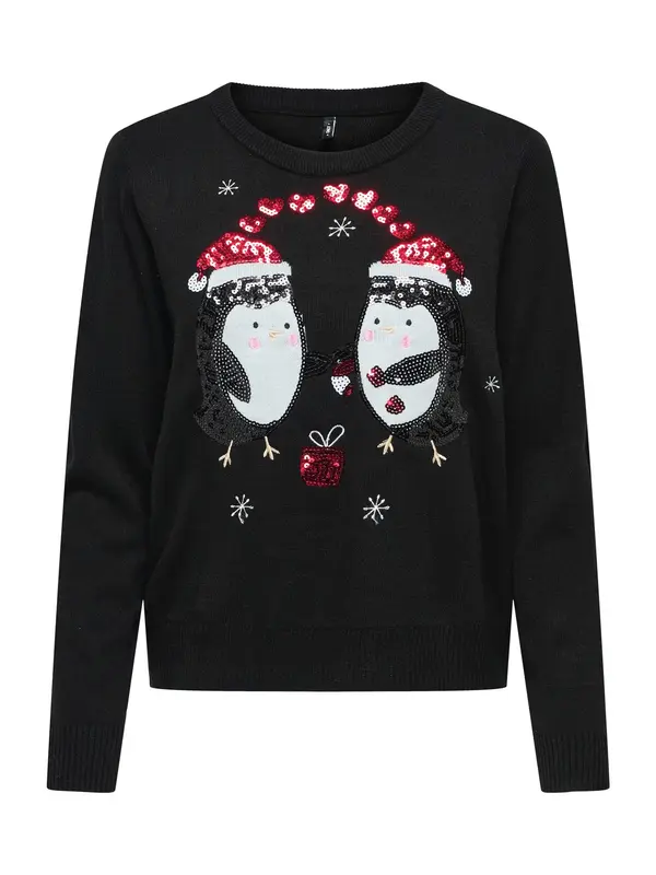 ONLY ONLY Pulover 'ONLXMAS SHINE'  tamno crvena / crna / bijela
