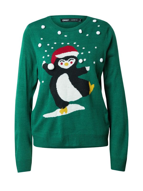 ONLY ONLY Pulover 'ONLXmas'  smaragdno zelena / tamno crvena / crna / bijela