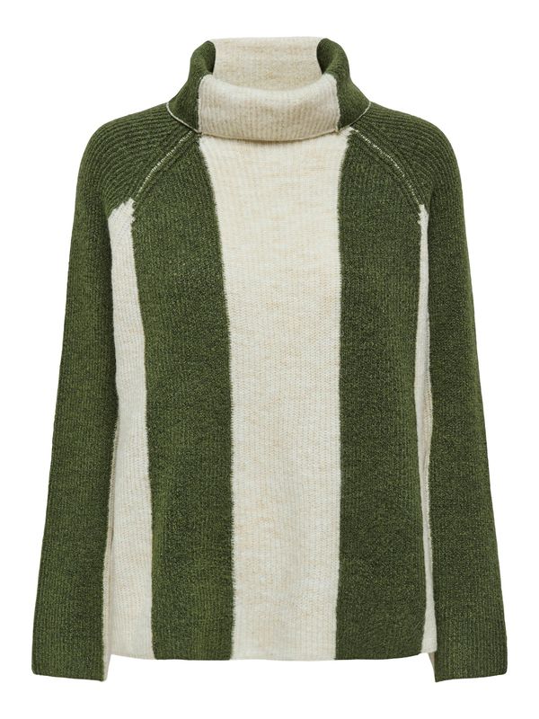 ONLY ONLY Pulover 'SINUS'  bež melange / tamno zelena