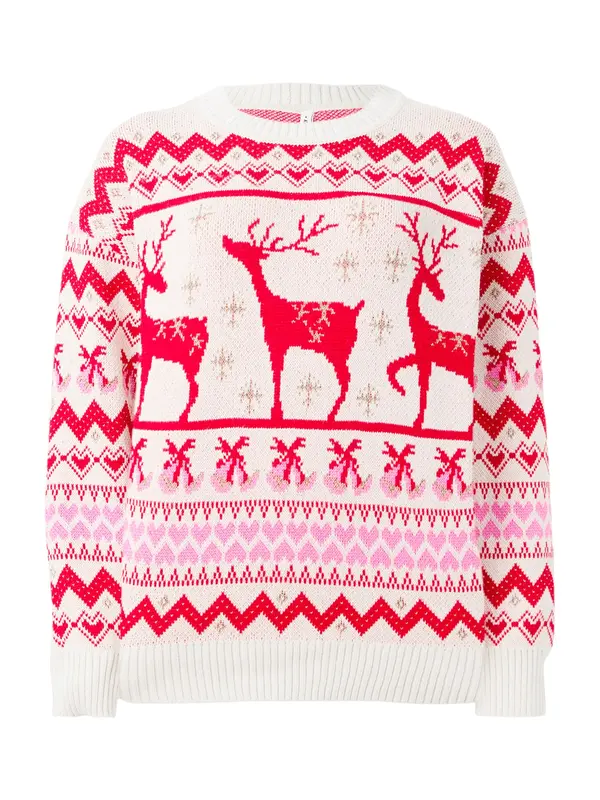 ONLY ONLY Pulover 'XMAS'  boja pijeska / roza / tamno crvena