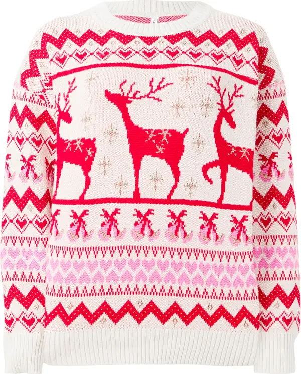 ONLY ONLY Pulover 'XMAS'  boja pijeska / roza / tamno crvena