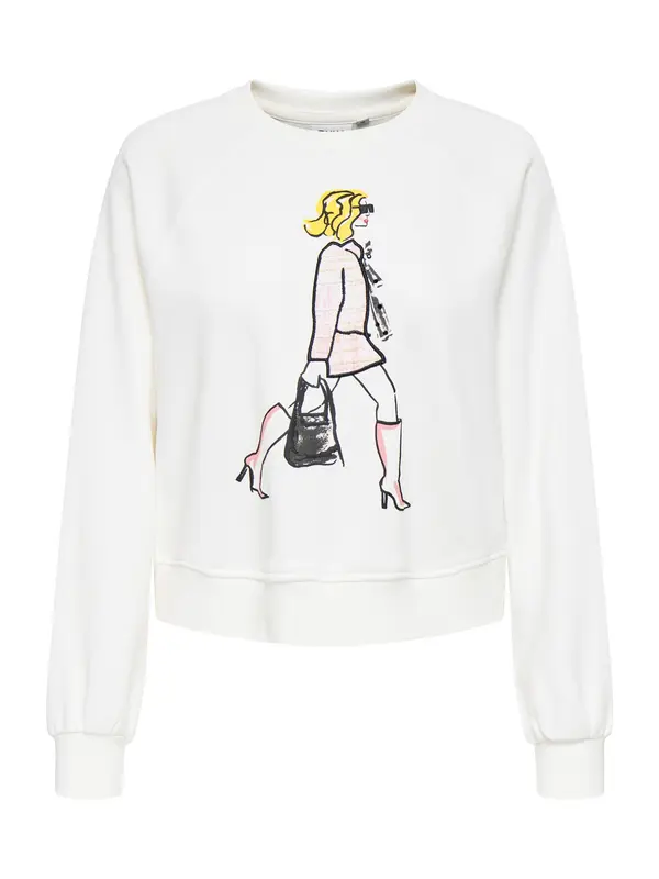 ONLY ONLY Sweater majica 'LABINET'  roza / crna / bijela