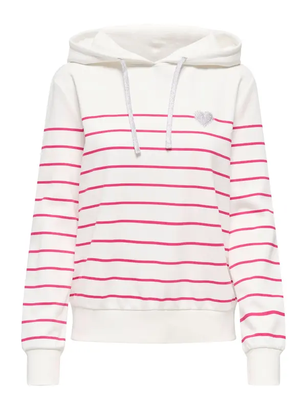 ONLY ONLY Sweater majica 'ONLADELLE'  roza / srebro / bijela
