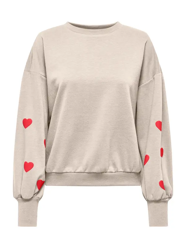 ONLY ONLY Sweater majica 'ONLBROOKE'  kameno siva / crvena