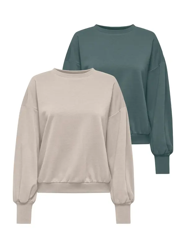 ONLY ONLY Sweater majica 'ONLBROOKE'  kameno siva / tamno zelena