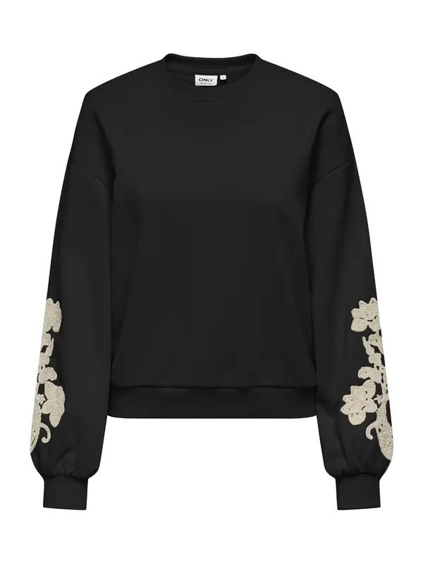 ONLY ONLY Sweater majica 'ONLBROOKLYN'  sivkasto bež / crna