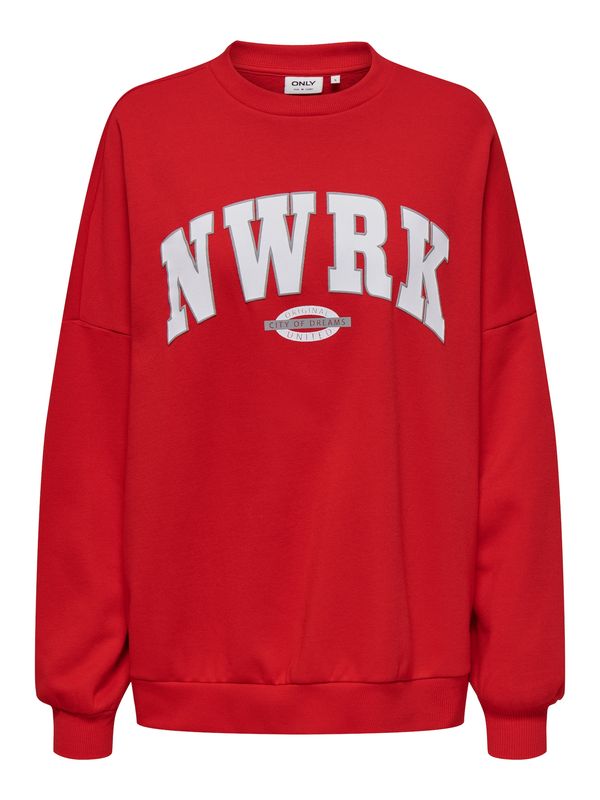 ONLY ONLY Sweater majica 'ONLDEBORAH'  siva / crvena / bijela