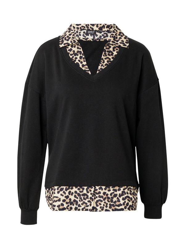 ONLY ONLY Sweater majica 'ONLFEEL'  bež / smeđa / crna / bijela