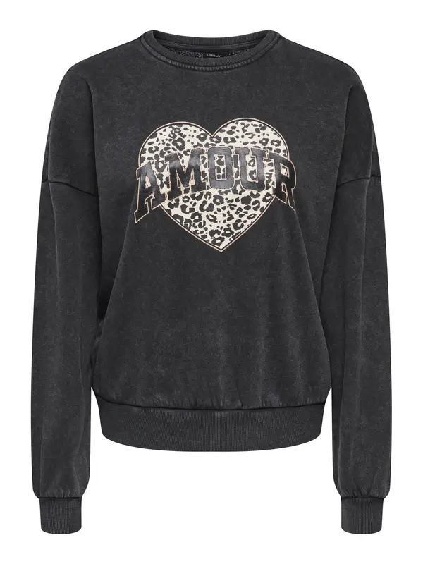 ONLY ONLY Sweater majica 'ONLLauren'  ecru/prljavo bijela / zlatna / crna