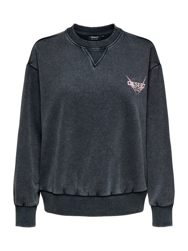 ONLY ONLY Sweater majica 'ONLLucinda'  siva / boja blata / svijetloroza / crni traper