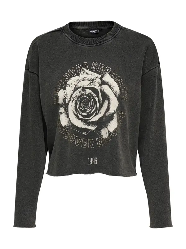 ONLY ONLY Sweater majica 'ONLLUCINDA'  zlatna / crni traper / prljavo bijela