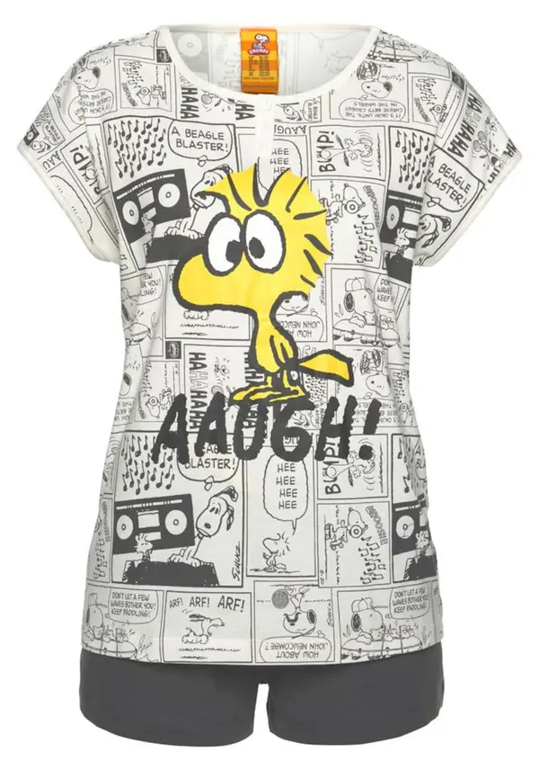 PEANUTS PEANUTS Kratke hlače za spavanje  žuta / siva / bijela