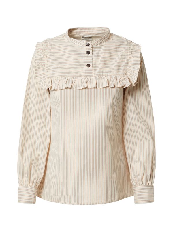 People Tree People Tree Bluza 'Alix'  svijetlosmeđa / bijela