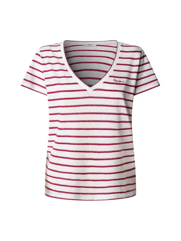 Pepe Jeans Pepe Jeans Majica 'Megan'  tamno crvena / srebro / bijela