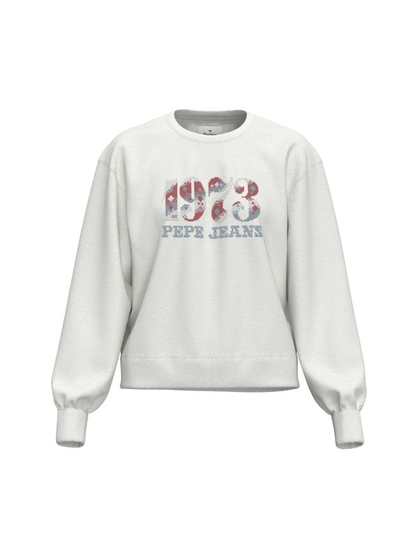 Pepe Jeans Pepe Jeans Sweater majica 'Nya'  sivkasto plava / tamno crvena / bijela