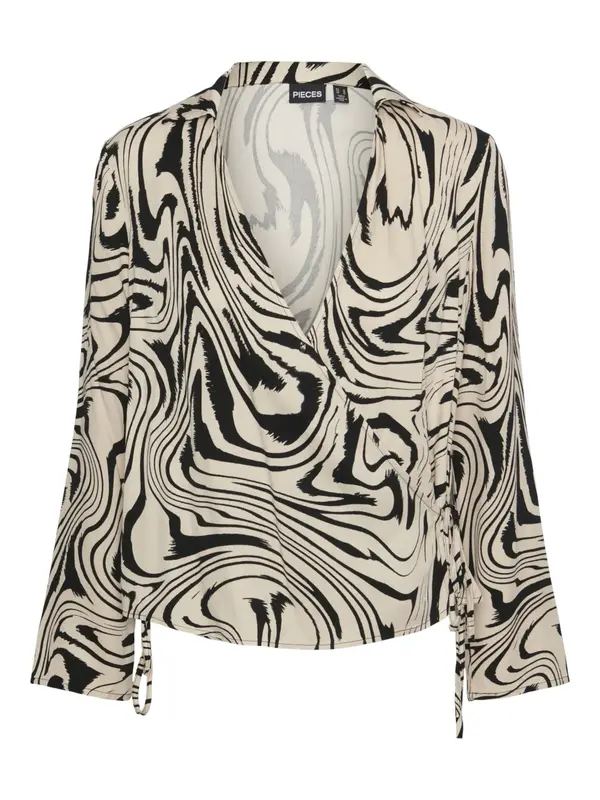 PIECES PIECES Bluza 'KIMMIE'  taupe siva / crna