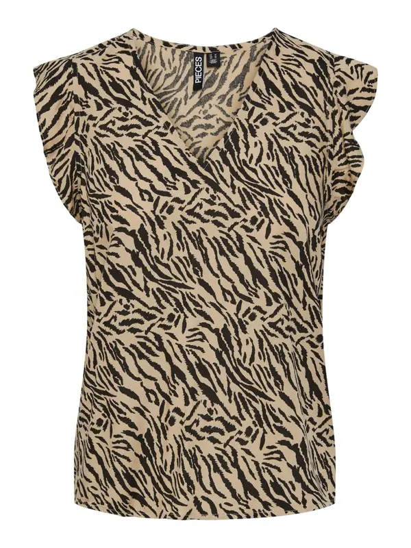 PIECES PIECES Bluza 'Nya'  tamno bež / crna