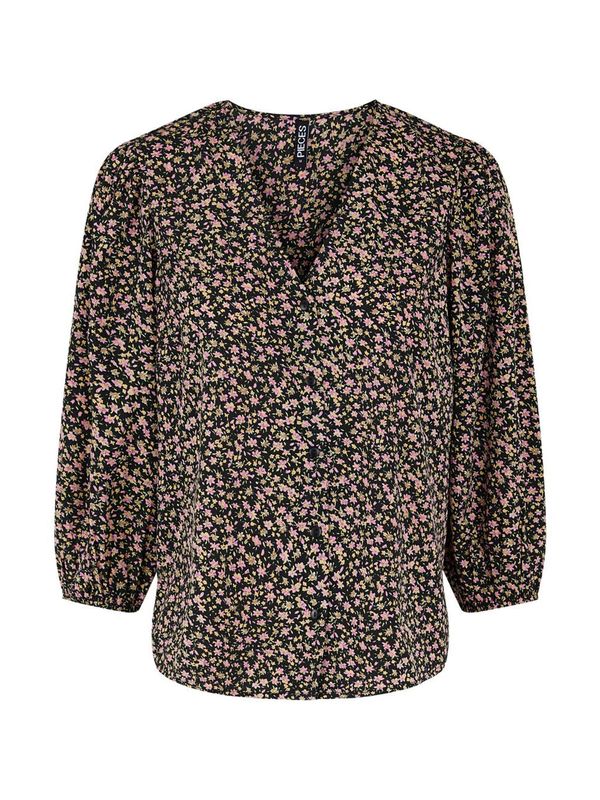 PIECES PIECES Bluza 'PCKRISSIE'  limun / svijetloroza / crna